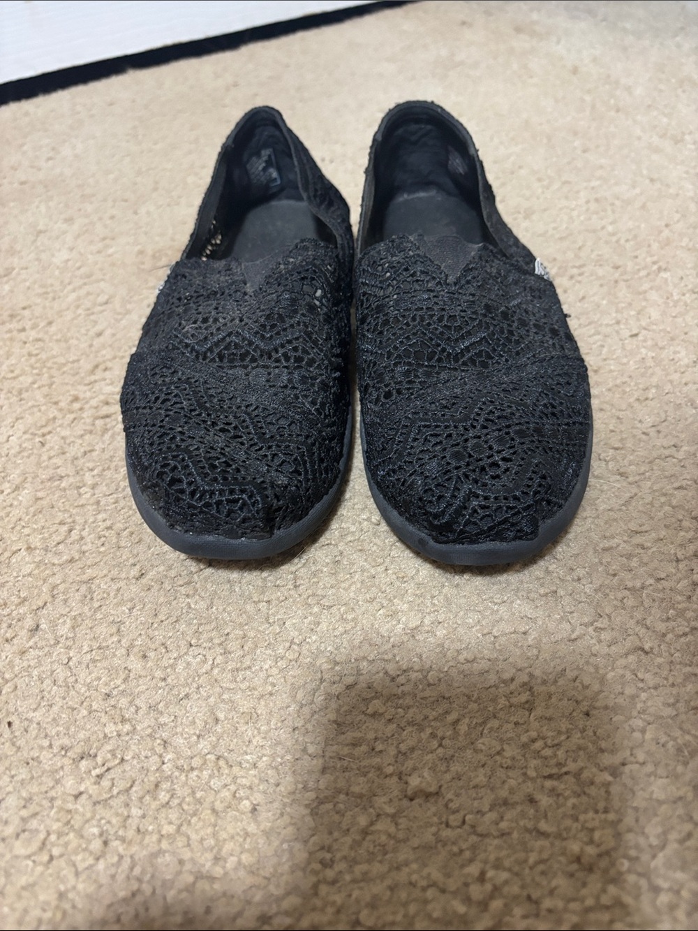BOBS from Skechers Black Lace Slip-On Flats